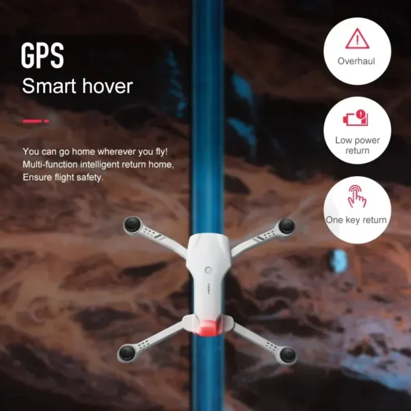 Drone avec fonction de vol stationnaire GPS intelligent et options de retour automatique, assurant la sécurité du vol