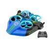 Drone RC multifonctionnel 3-en-1 bleu avec capacité terre-mer-air, télécommande incluse.