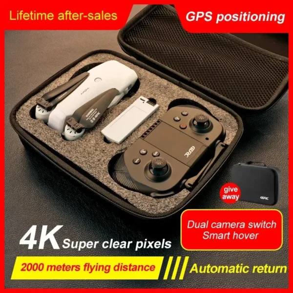 Kit complet du drone Skycapture F10 avec caméra 4K, GPS pour positionnement, et fonction de retour automatique, présenté dans une mallette