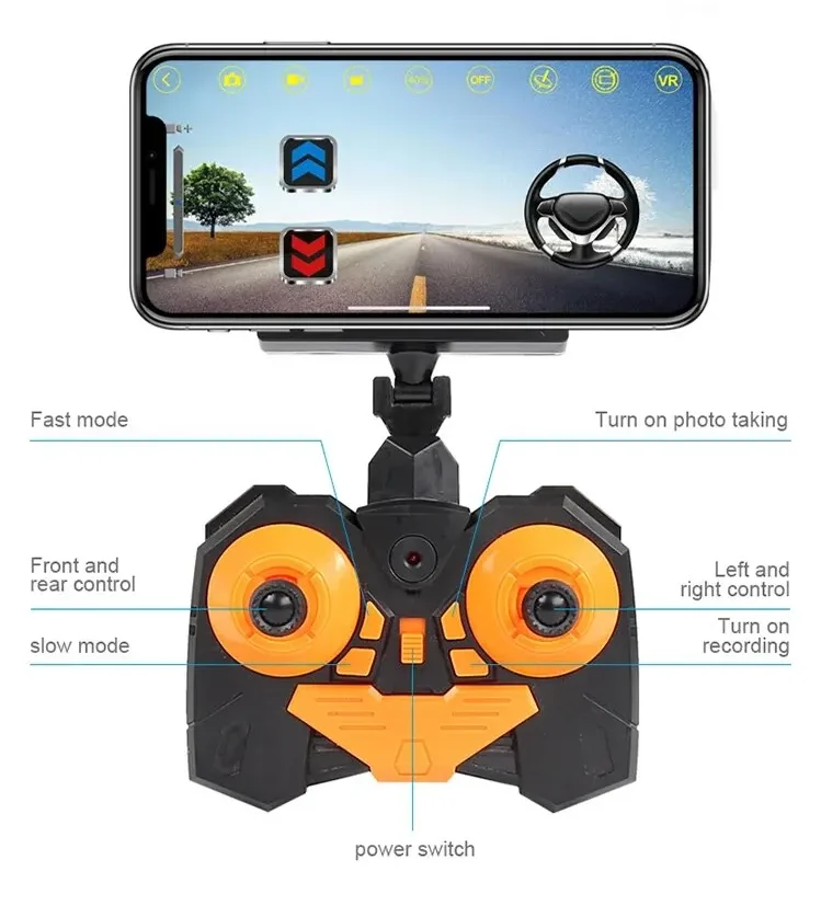 Guide d'utilisation de la télécommande pour voiture RC cascadeuse avec options de prise de photo et d'enregistrement vidéo, contrôle de vitesse et interrupteur d'alimentation - véhicule-rc.store