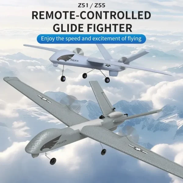 Planeurs RC Z51/Z55 contrôlés à distance évoluant dans le ciel, combinant vitesse et excitation du vol - à découvrir sur véhicule-rc.store