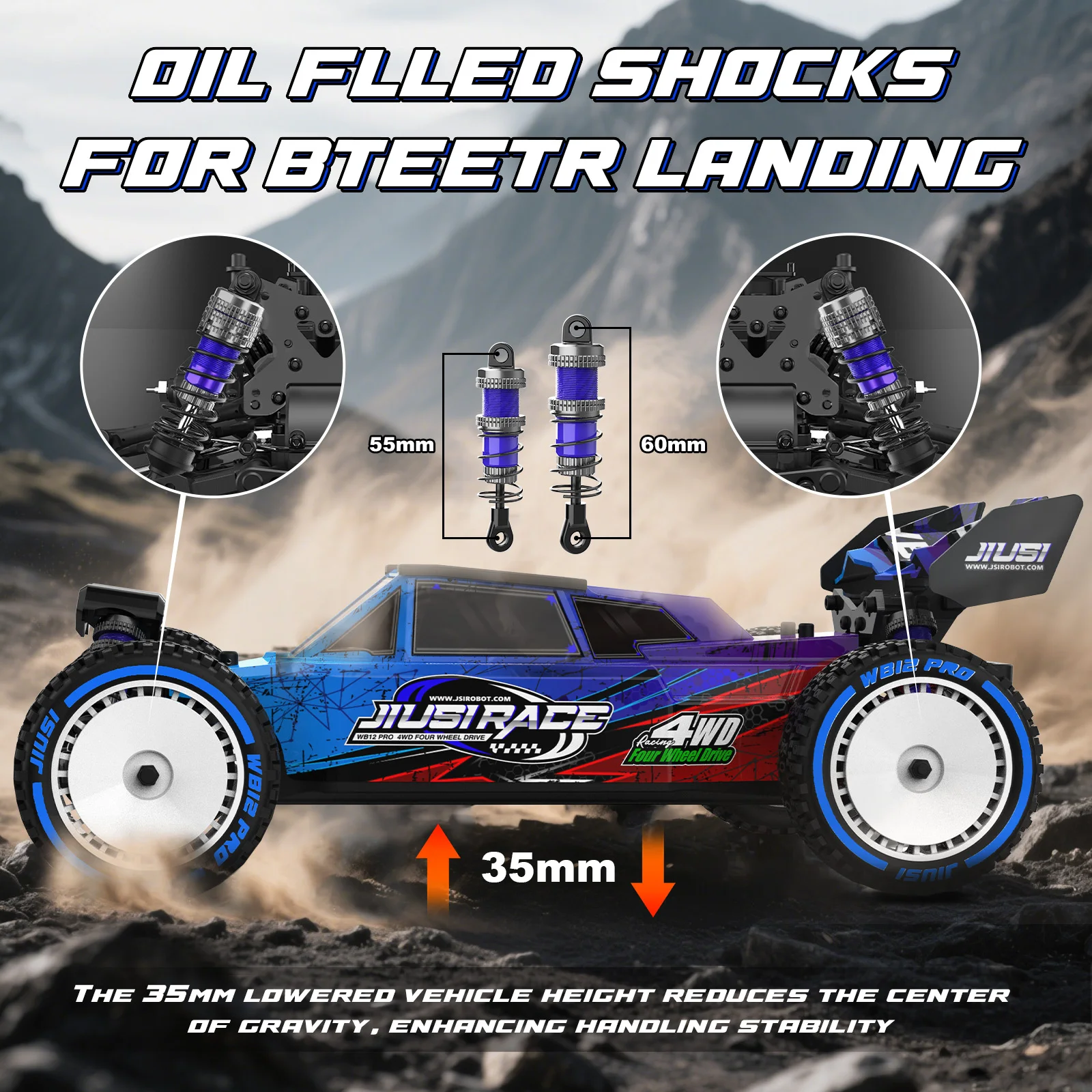 Amortisseurs hydrauliques remplis d’huile pour buggy RC WB12 PRO