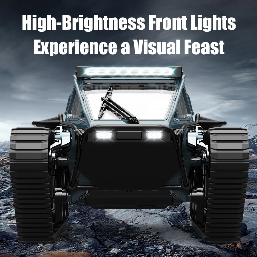 Vue avant du véhicule RC avec phares LED haute luminosité