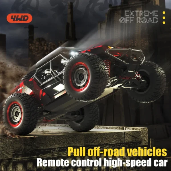 SCY-16106 rouge effectuant un saut tout-terrain en haute vitesse