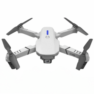 Drone caméra E88 Pro blanc avec caméra 4K intégré en vol, bras déployés
