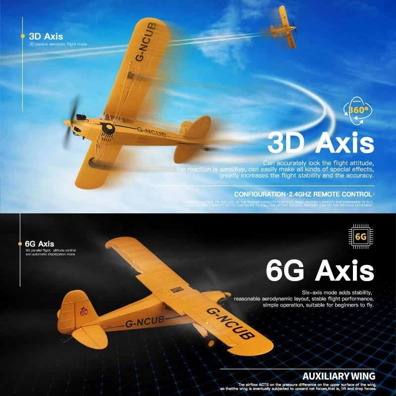Démonstration du système 3D et 6G de l’avion RC WLtoys A160